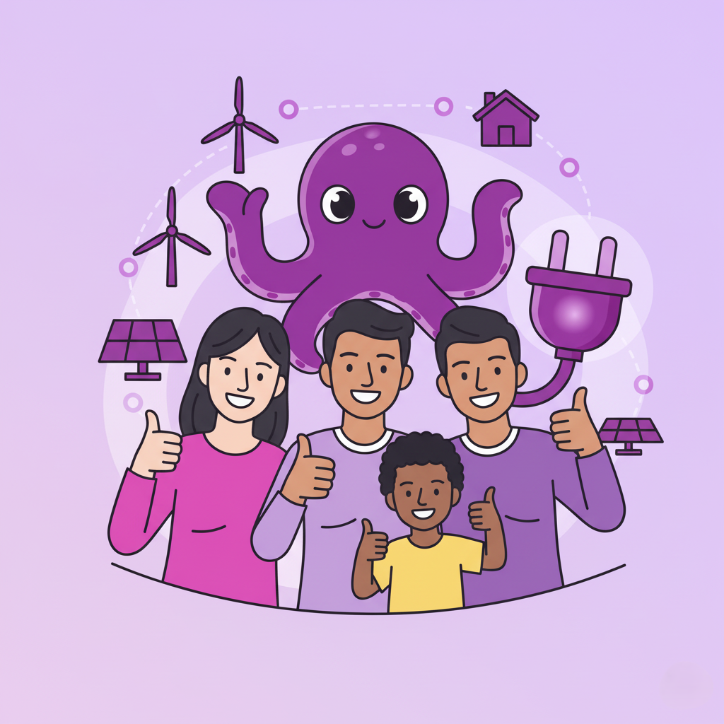 Happy customer with Octopus Energy logo